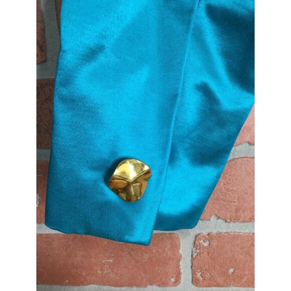 Vintage Carlisle Silk Blend Blazer Size 8 Gold Button Detail Lined Bright - Picture 5 of 5